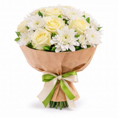 Классический букет из цветов «Белоснежная утонченность»