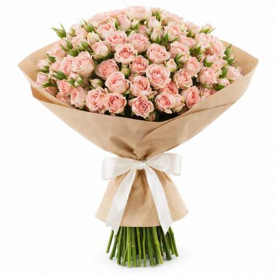 Монобукет из кустовых кремовых роз «Нежность»