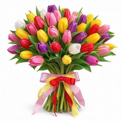 Букет тюльпанов ассорти «Волшебный рассвет»