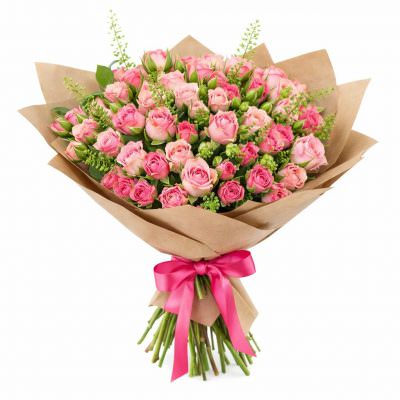 Монобукет из кустовых розовых роз «Светлое чувство»