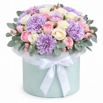 Коробка с живыми цветами «Цветочная фантазия»