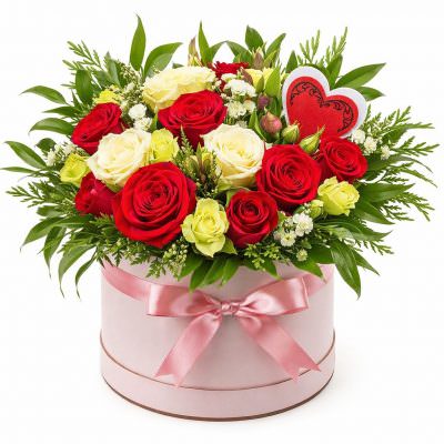 Цветы в шляпной коробке «Элегия»