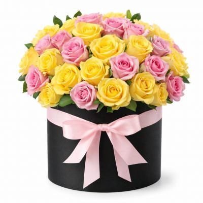 Шляпная коробка с цветами «Цветочная симфония»