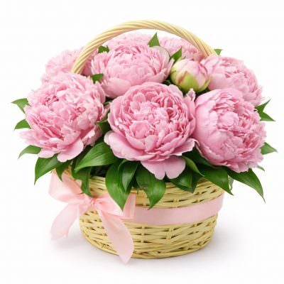 Корзинка с пионами «Розовая мечта»