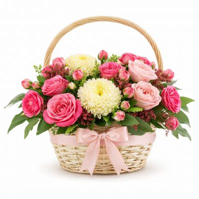Живые цветы в корзине «Летняя свежесть»
