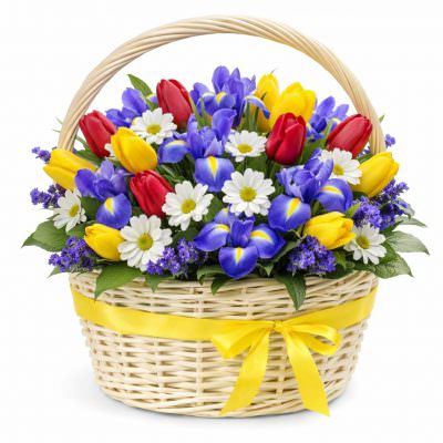 Корзина из живых цветов «Весенний блик»