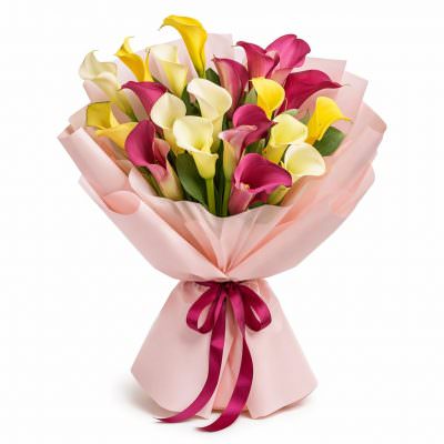 Букет с каллами «Роскошный рассвет»