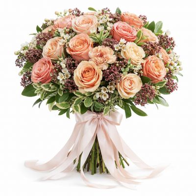 Букет из роз и ваксфлауэра «Пастельные мечты»