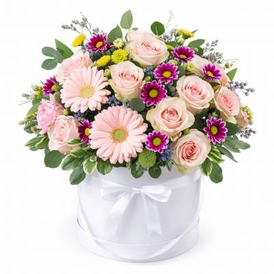 Цветы в коробке «Сиреневая мечта»