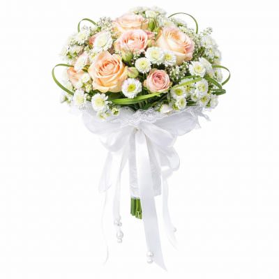 Свадебные букеты невесты из кустовых роз