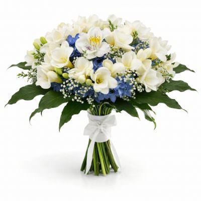 Свадебные букеты невесты из гипсофилы и гортензии