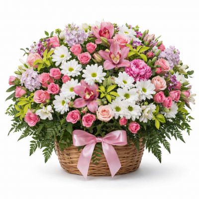 Композиция из цветов в корзинке «Цветочные грёзы»