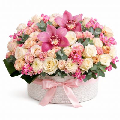 Корзина цветов в подарок «Летняя гармония»