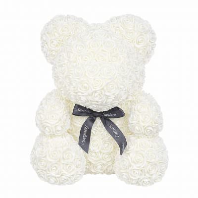Мишка из роз белый (40 см)