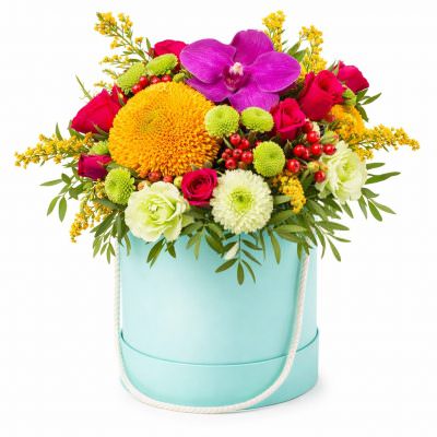 Коробка с цветами «Радужный вихрь»