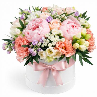 Цветы в цилиндрической коробке «Чувственный миг»