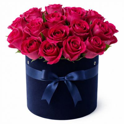 Шляпная коробка с розами «Лунное сияние»