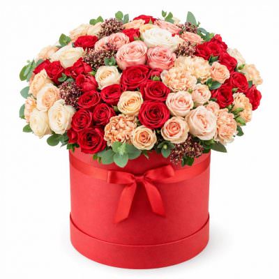 Шляпная коробка с цветами «Чудо рассвета»