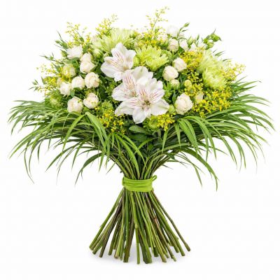 Свадебные букеты невесты из кустовых роз и альстромерий