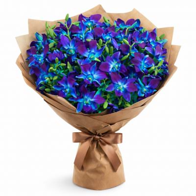 Букет из синих дендробиумов «Лазурное вдохновение»