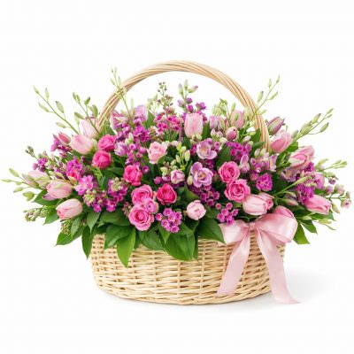 Корзина с цветами «Розовая гармония»