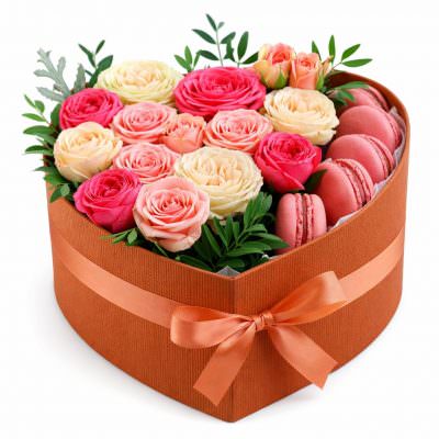 Коробка с цветами сердце «Теплота»