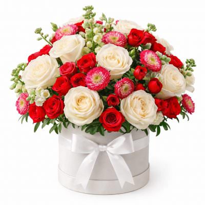 Шикарный букет в коробке «Нежный шик»