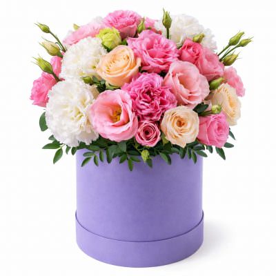 Цветы в цилиндрической коробке «Симфония»