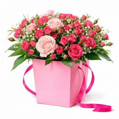 Цветы в квадратной коробке «Флоральная феерия»